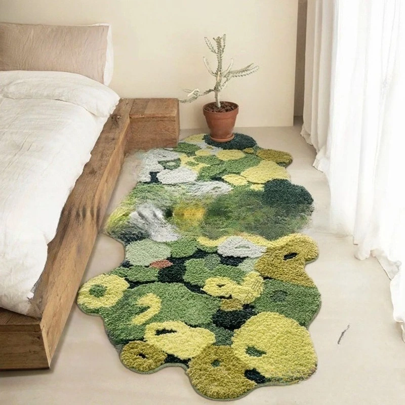 Bedroom carpet long bedside blanket forest moss floor mat bed front living room special-shaped bay window blanket