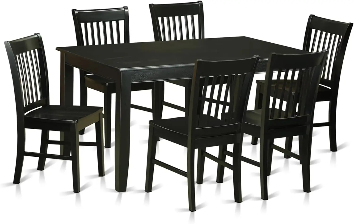 East West Furniture DUNO7-BLK-W 7 Piece Kitchen Table Set Consist of a Rectangle Dining Table and 6 Dining Chairs, 36x60 Inch, B