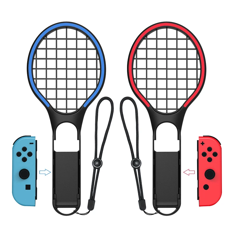 TNS-1862 Tennis Racket For Nintendo Switch/Switch OLED Joy-Con Controller Twin Pack With Adjustable Wrist Straps For Mario Tenni