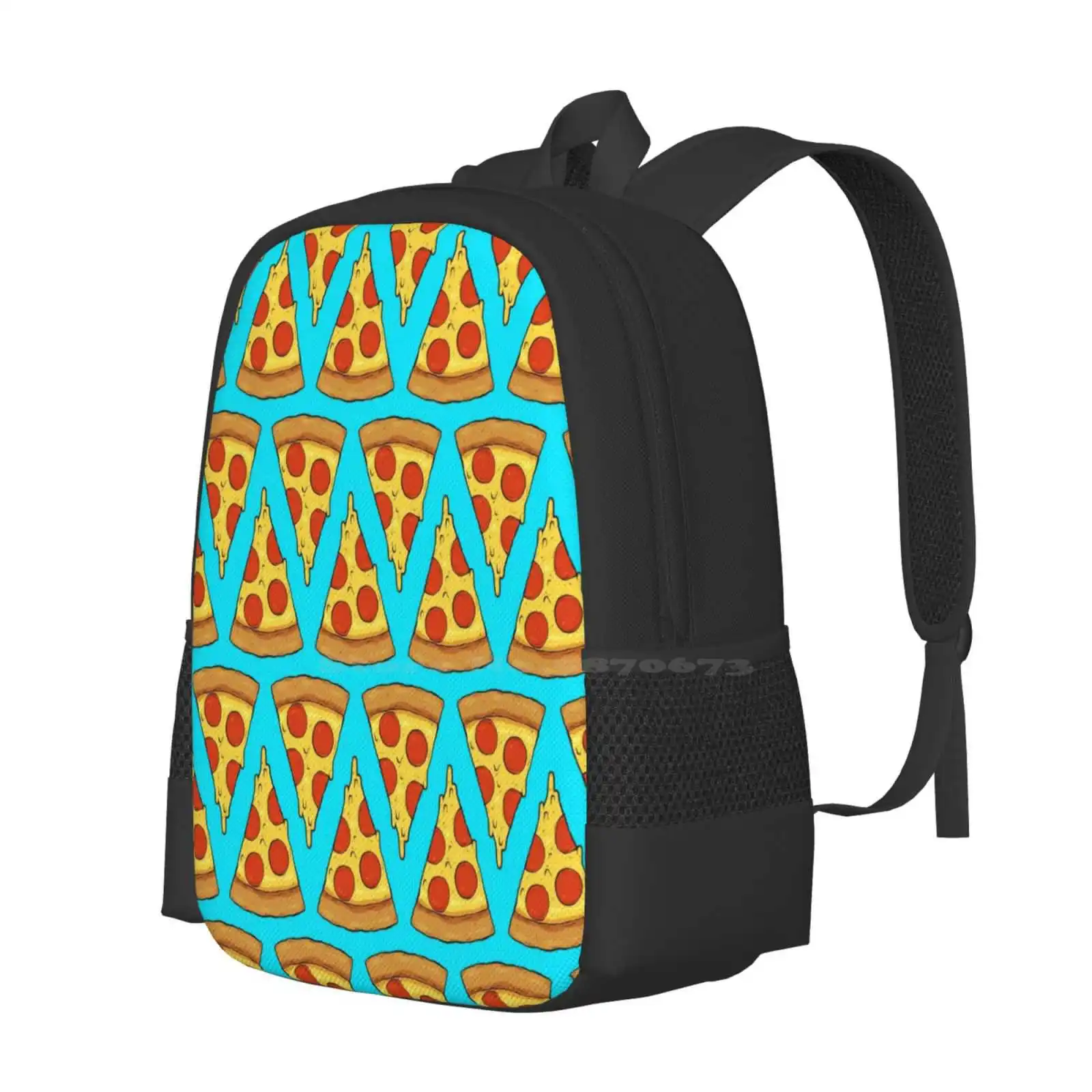 The Slice Pattern Design Bag Student'S Backpack Dripping Pepperoni Pizza Cheese Dedfox