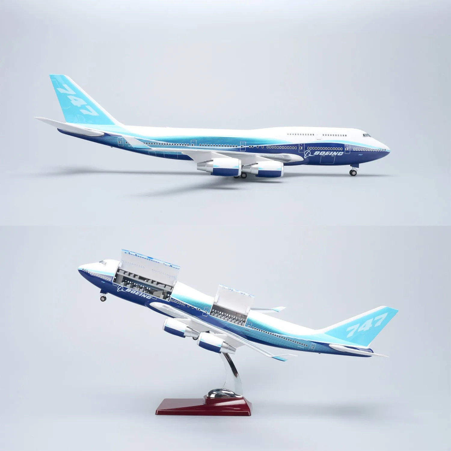 47cm Cabin Door Openable Prototype 747 Large Scale Resin Airplane Model Kit with Stand for Aviation Gift or Home Decoration