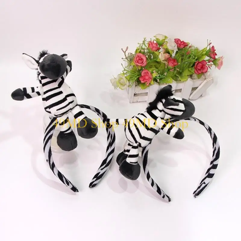 

49MD повязка для волос с набивными зебрами, аксессуар для косплея, повязка для волос для ролевых игр для малышей