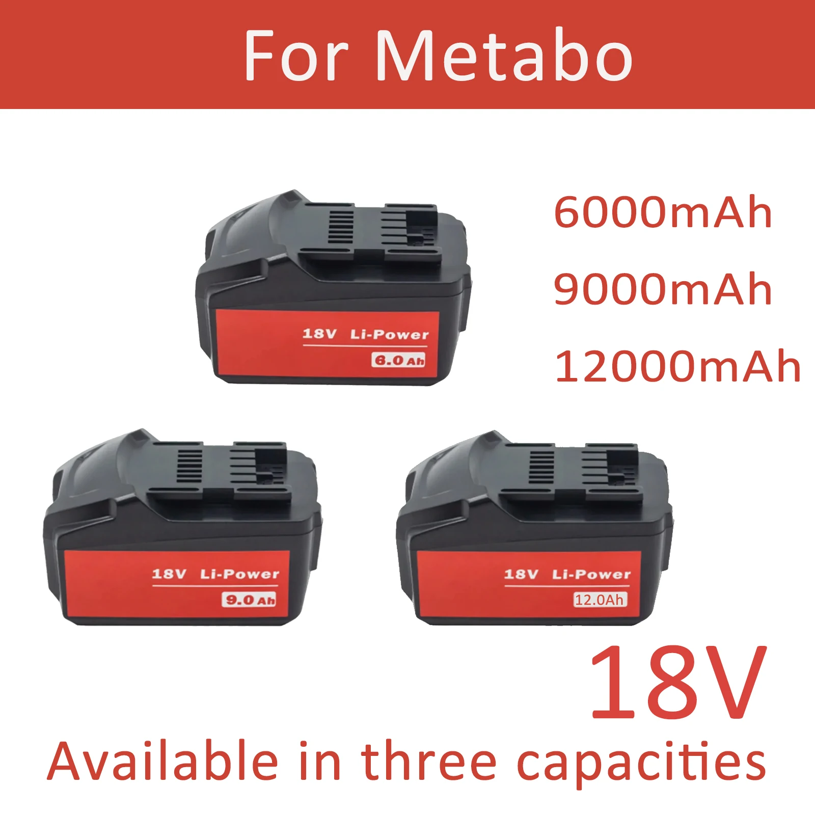 Cordless electric tool electric drill driver wrench for Metabo 18V battery 9000mah 625592000 625591000 and other tools.