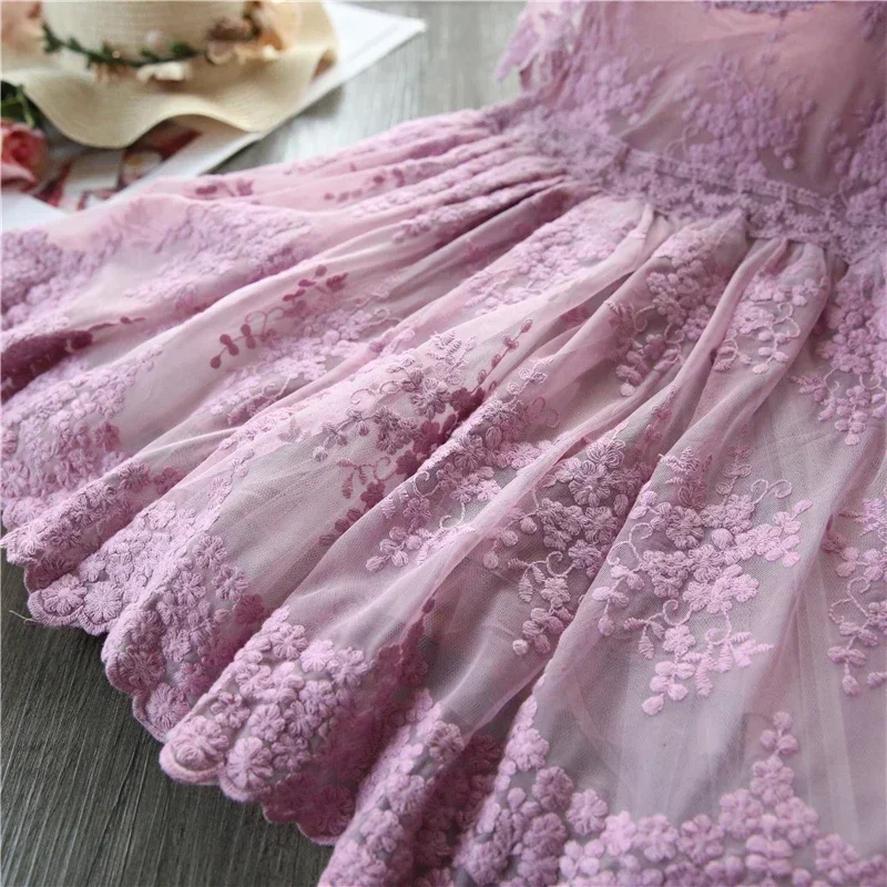 3-8Yrs abiti per bambini per ragazza fiore ragazze eleganti vestono vestito per bambini pizzo Tulle vestiti Casual per bambini 2024 vestito estivo