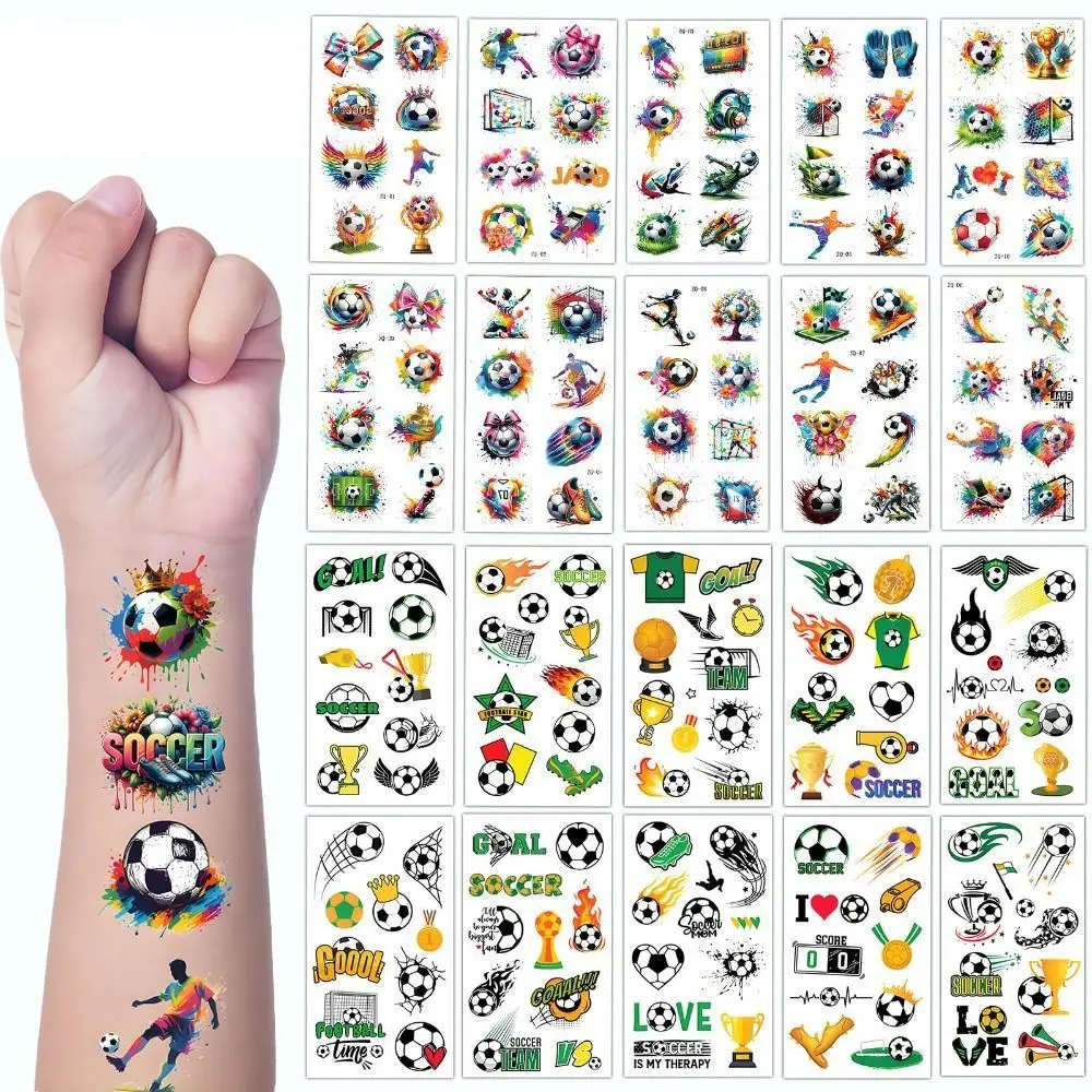10Pcs New Waterproof Football Sticker Removable Skin Safe Cartoon Sticker Temporary Tattoos Sticker Sports Event