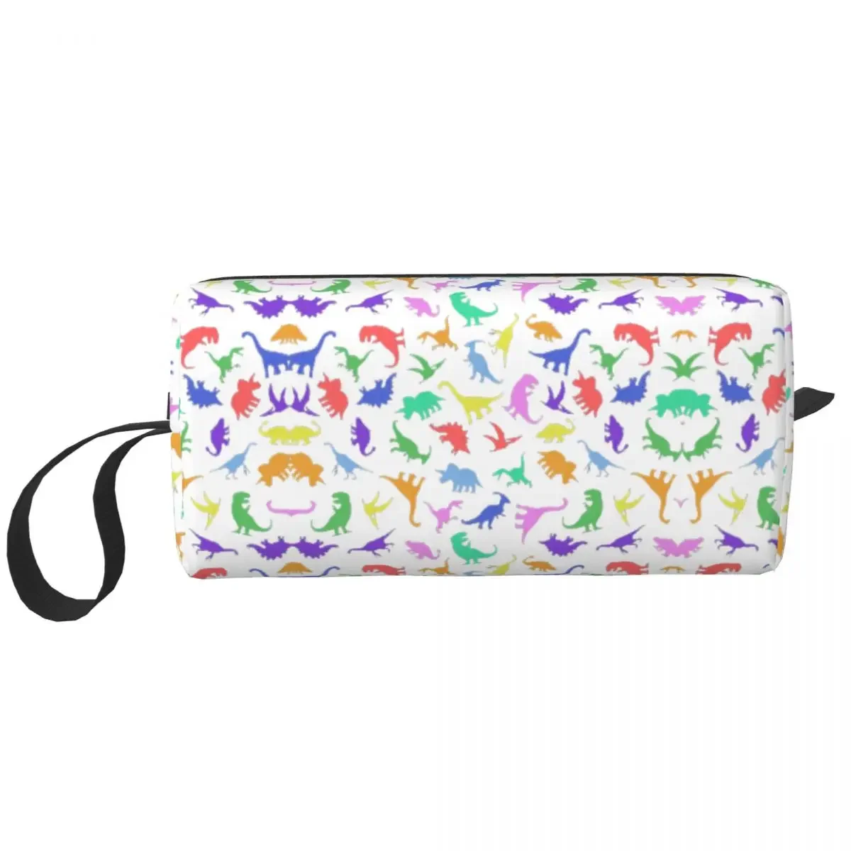 

Забавный узор динозавра (черный фон) Косметичка Косметичка Dopp Kit Туалетная косметичка для женщин Красота Дорожный пенал