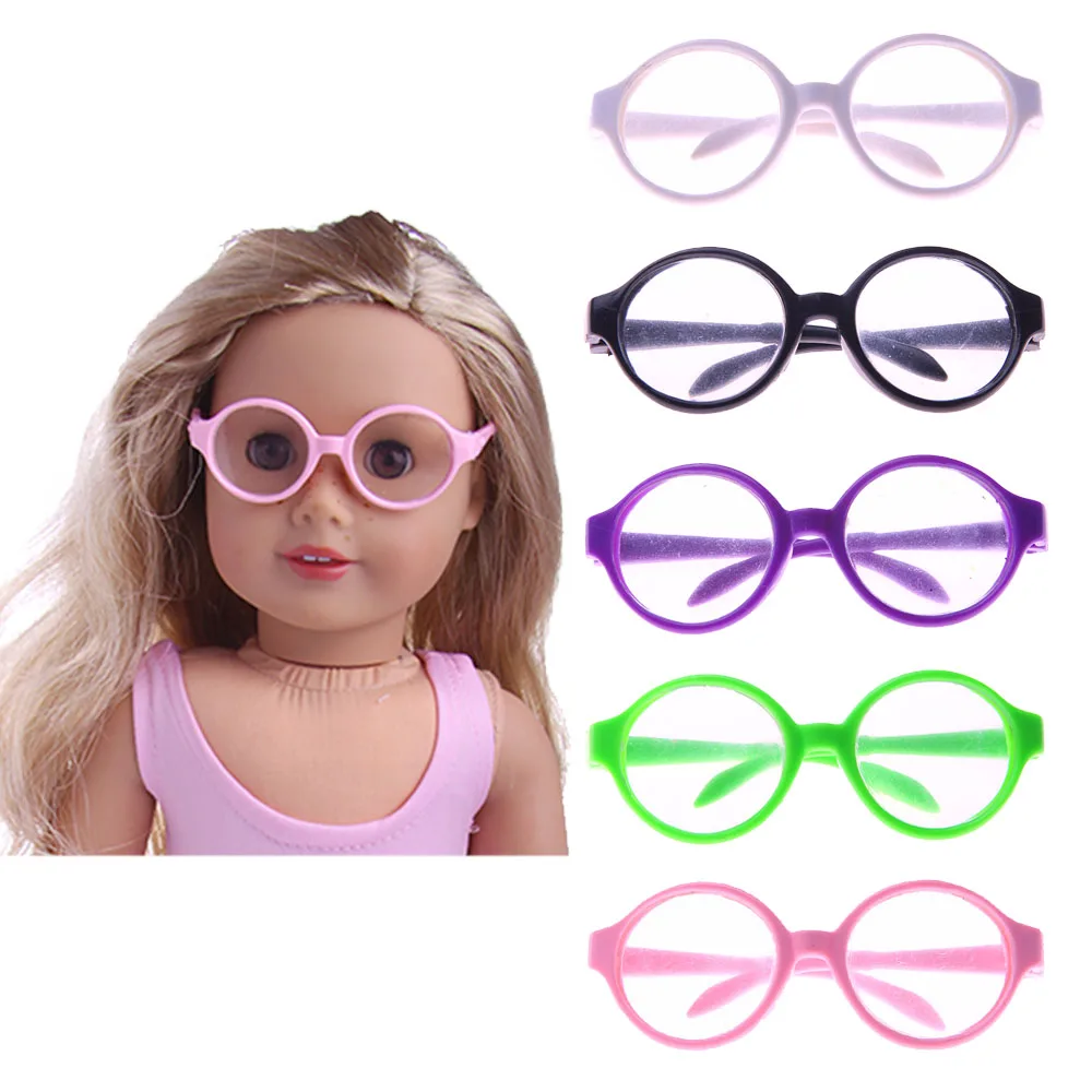 18 Inch American Girl Doll Accessories Pink Round Glasses 43cm Newborn Rebirth Baby Cat Frame Glasses Our Generation