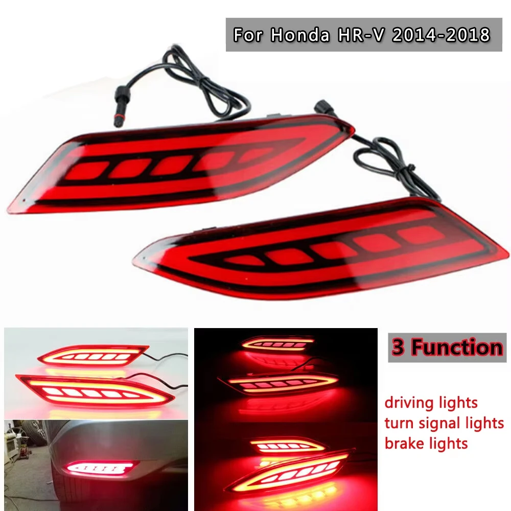 

1 Pair LED Rear Bumper Reflector Light Red Car Driving Brake Fog Trim Molding Tail Lamp For Honda HR-V Vezel 2015 2016 2017 2018