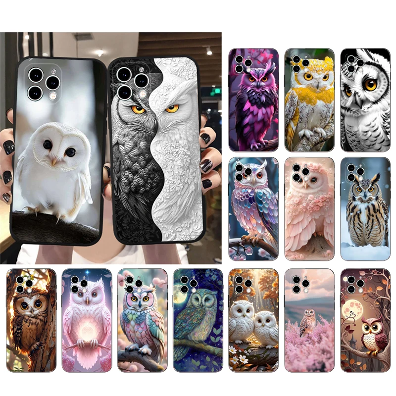 

Phone Case Carcasa Funda For iPhone 17 Pro Max 17 Air 16 15 14 13 Pro Max 15 16 Pro 15Plus Cute Owl Cartoon