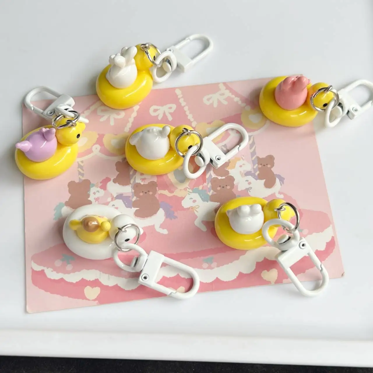 Sanrio Series Keychain Cute Duckling Hello Kitty Original School Bag Pendant Girl Cartoon Keychain Best Friend Gift Accessory