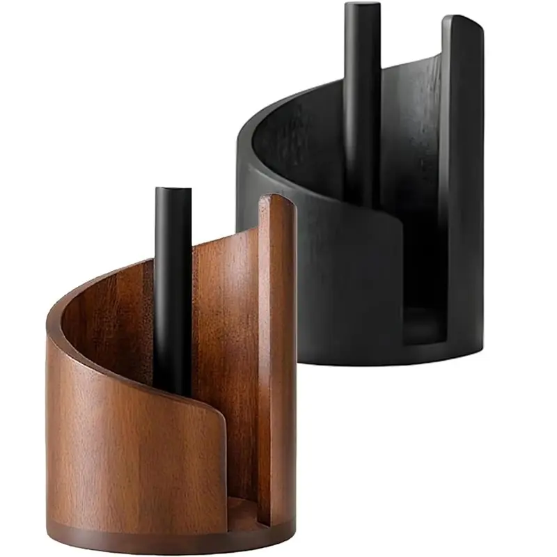 

【ORNAMENT】Wooden Paper Towel Holder Upgraded New Mountain Design, Wood Kitchen Countertop Paper Towel Holder,Base And Iron Holde