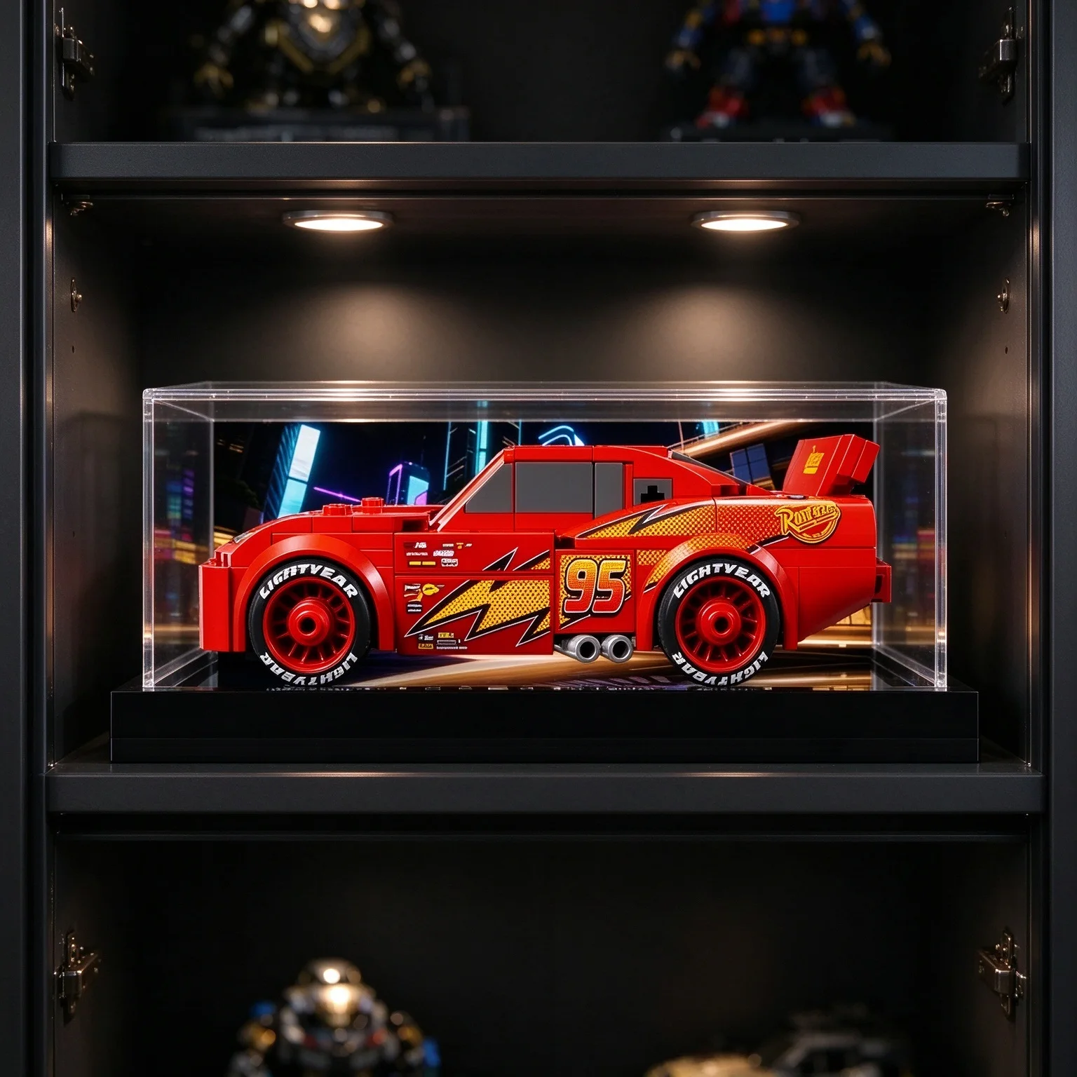 Acrylic Display Box,Storage Showcase for 77255 Racing Car Building‑Block Model,Dust‑Proof Display Case shelf decor