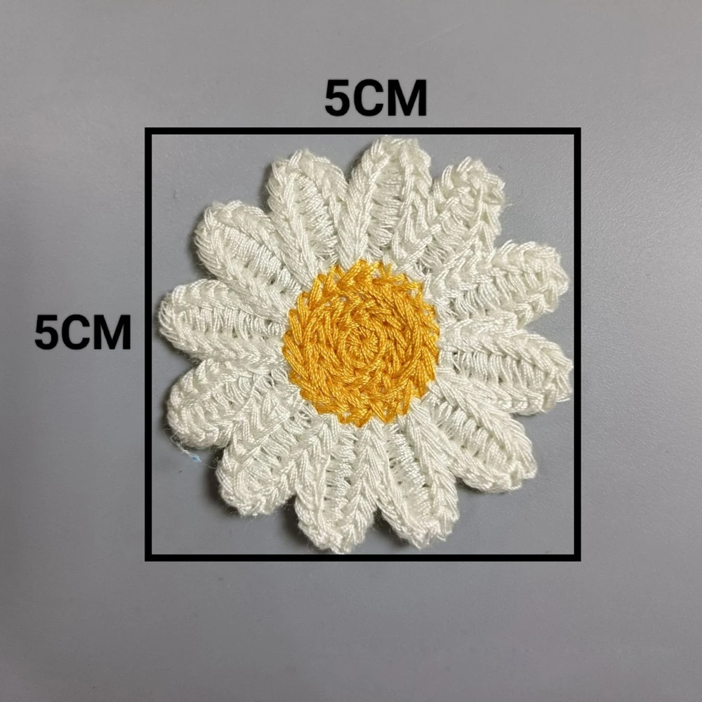 10Pcs White Daisy Flower Embroidered Patches Sew-on DIY Applique Clothing Badge Accessories