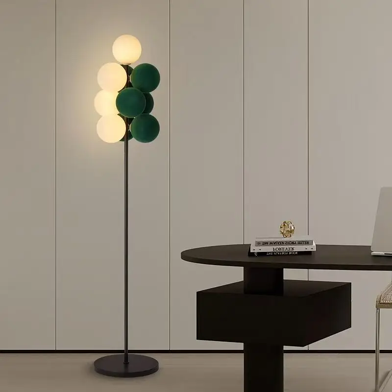 المعاصرة الإبداعية العنب كرة زجاجية مصباح أرضي لغرفة المعيشة غرفة نوم السرير دراسة Atmoshere قاعدة معدنية LED أضواء قائمة #3