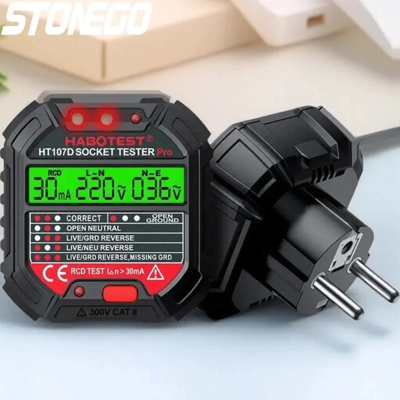 Socket Tester Pro Voltage Tester RCD Detector Ground Neutral Plug Polarity Phase Checker Electrical Safety Tool