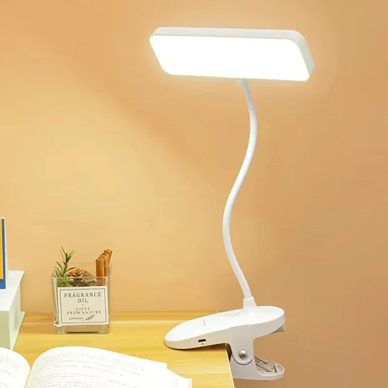 Luz LED de libro recargable para leer en la cama, Clip, Control táctil USB, abrazadera portátil, lámpara de escritorio regulable para cabecera de ordenador