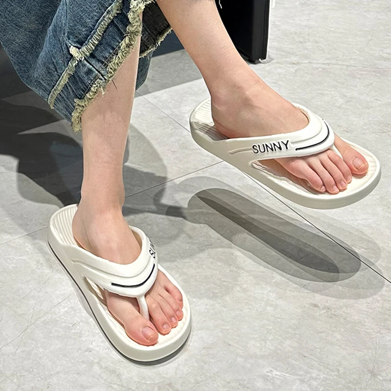 منصة سميكة إيفا الوجه يتخبط للنساء الصيف كليب تو عدم الانزلاق صنادل شاطئ امرأة الرجال مريحة لينة وحيد سحابة النعال #5