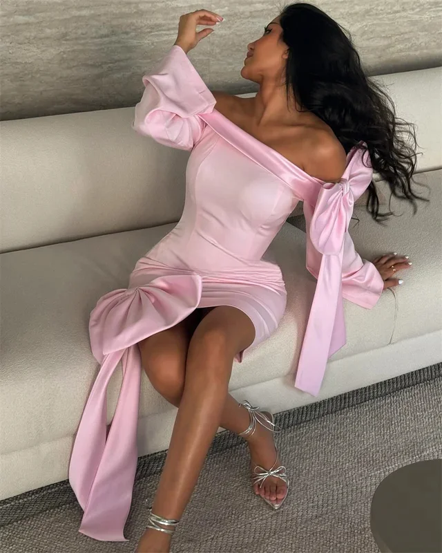 Little Daisy CustomizedPleat Draped Bow 스트레이트 오프 숄더 짧은 드레스 맞춤형 행사 드레스 Pastrol Classic