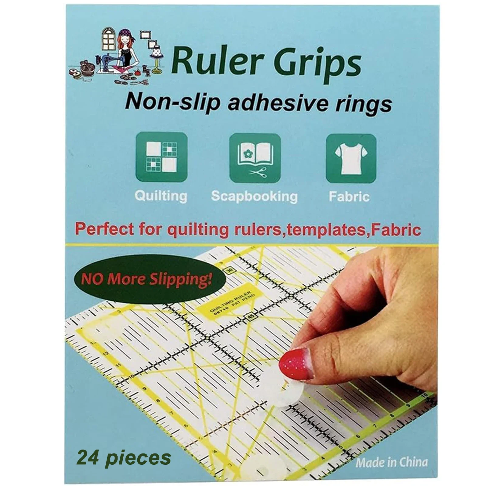 48 قطعة إجمالية-24 كبيرة و24 مقابض سيليكون صغيرة غير قابلة للانزلاق لقوالب اللحاف، مساطر اللحف، حلقات دعم لاصقة أداة خياطة #5