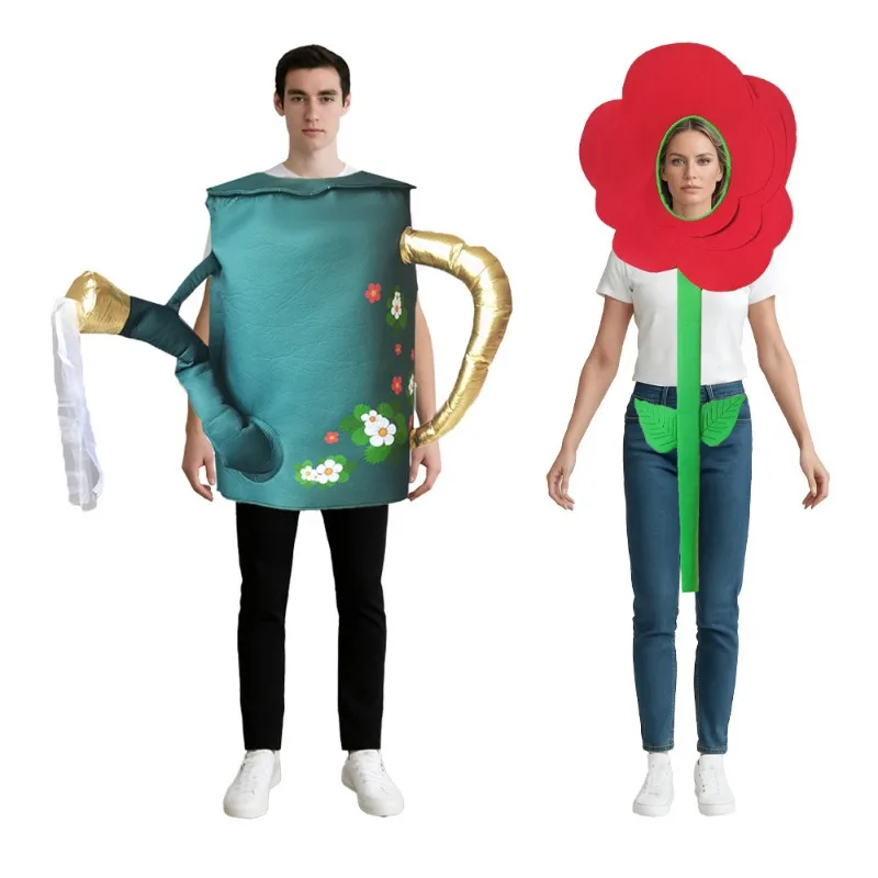 

Flower Watering Can 2-Piece Halloween Cosplay Costume Funny Stage Performance Outfits for Adults Couple Party Bar Crawl Dress-Up