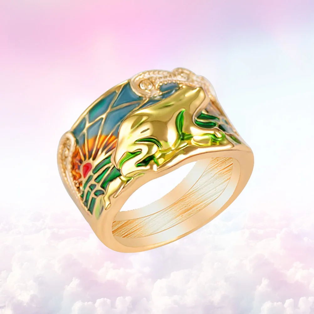 Bague grenouille dorée en résine époxy pour femmes, bijoux à la mode Chic, Design d'étang de Lotus, bague créative, cadeau d'anniversaire et de mariage