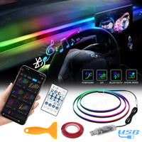 Car Ambient Lights Universal LED Symphony RGB Atmosphere Lamp 64 Colors Acrylic Strip APP Control Remote for Tesla Model 3 Y S X