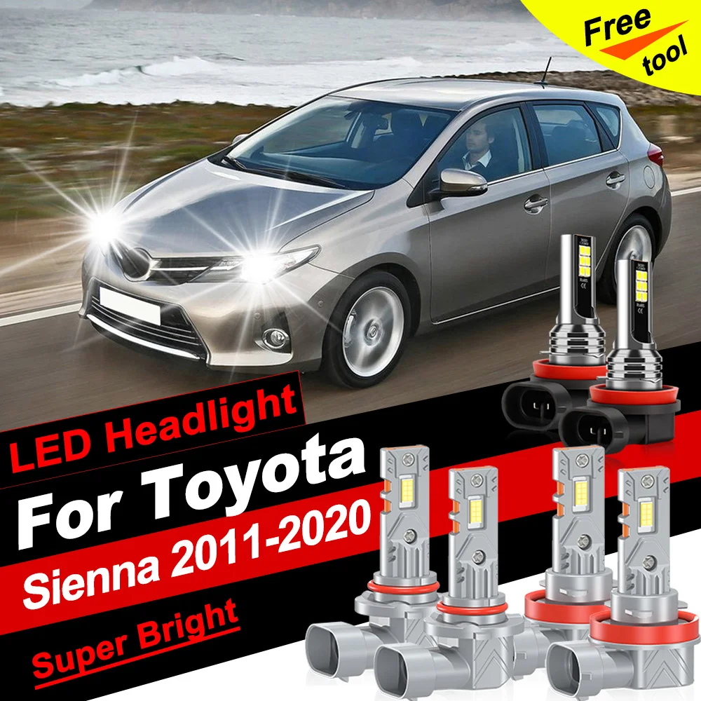 

45000LM Автомобильный светодиодный фонарь 6000K CSP чипы дальнего ближнего света противотуманные фары 12 В для Toyota Sienna 2011-2020 Plug and Play