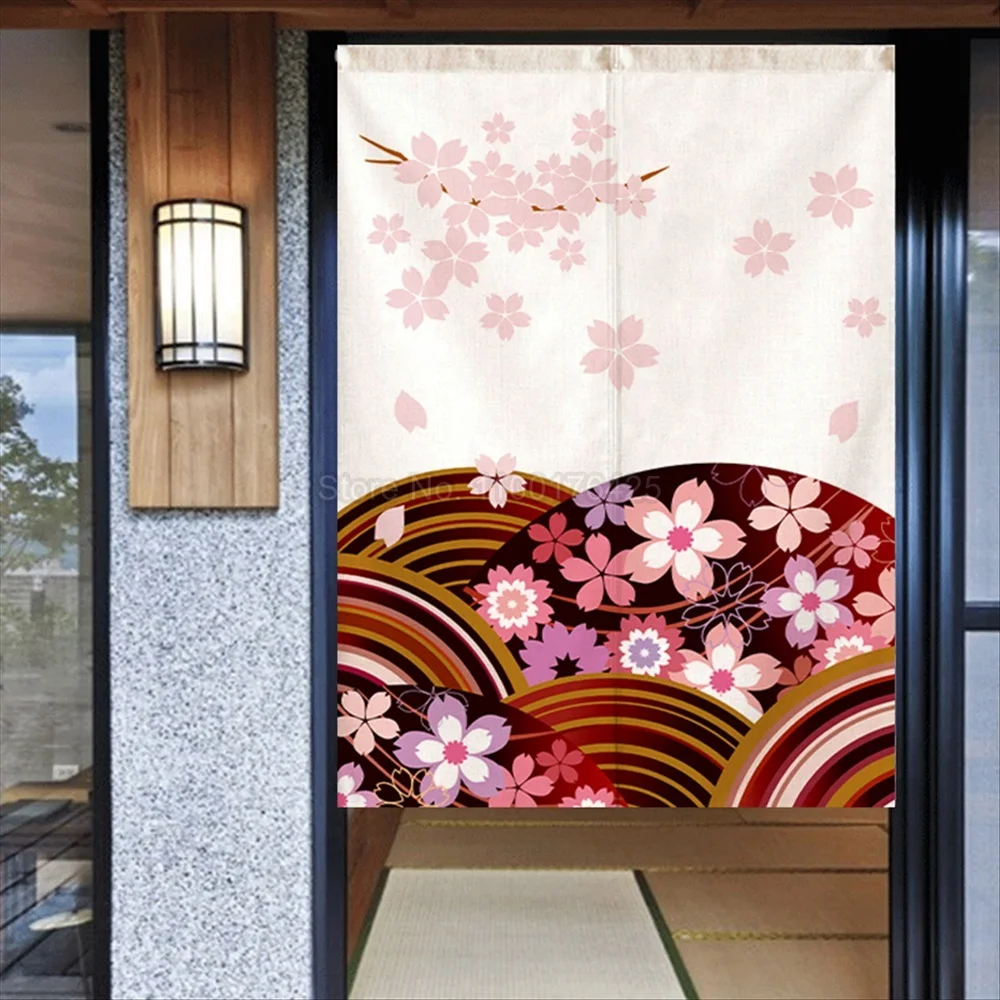 Cortina de puerta de estilo japonés, Cortinas cortas de dibujos animados para dormitorio, sala de estar, cocina, partición opaca, Cortina de media cortina