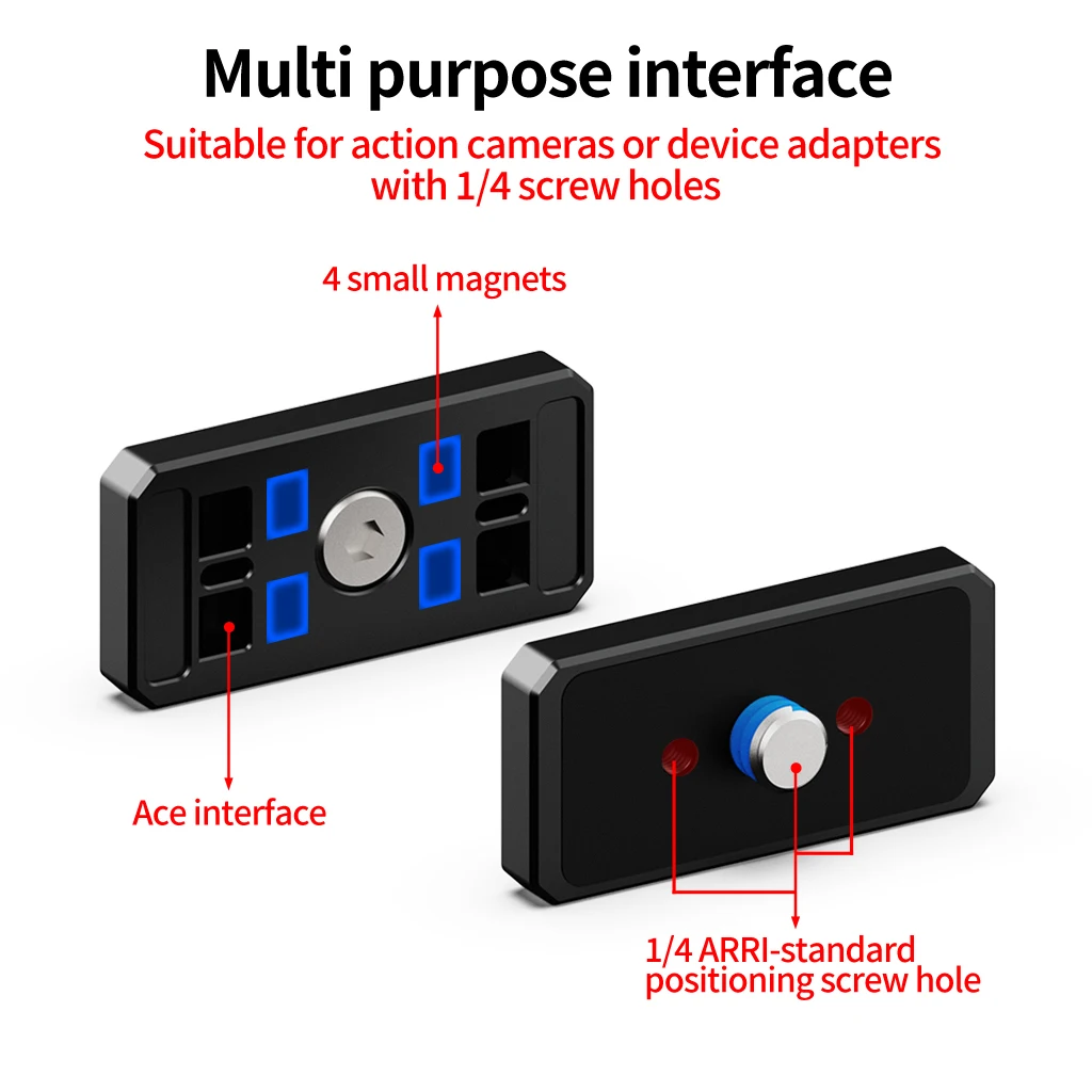Magnetische Basis Schnellwechselhalterung Stativadapter 1/4 Schraubanschluss für Insta360 Ace Pro2 X6 X5 Osmo 360 Action-Kamera-Ständer – Detail 5