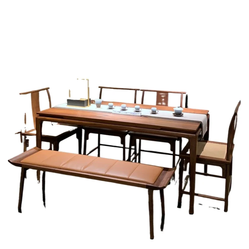 

New Chinese Song-style aesthetic tea table, North American black walnut Zen desk, office villa dining table, solid wood