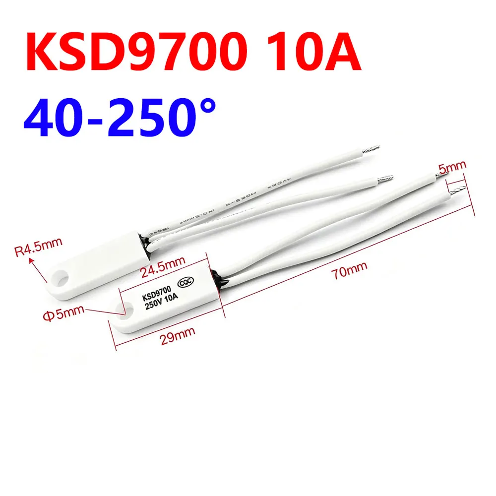 KSD9700 10A AC 250V 40-250 ° 85 95 100° Ceramic Belt Installation Hole Temperature Control Switch Thermal Protector Thermostat