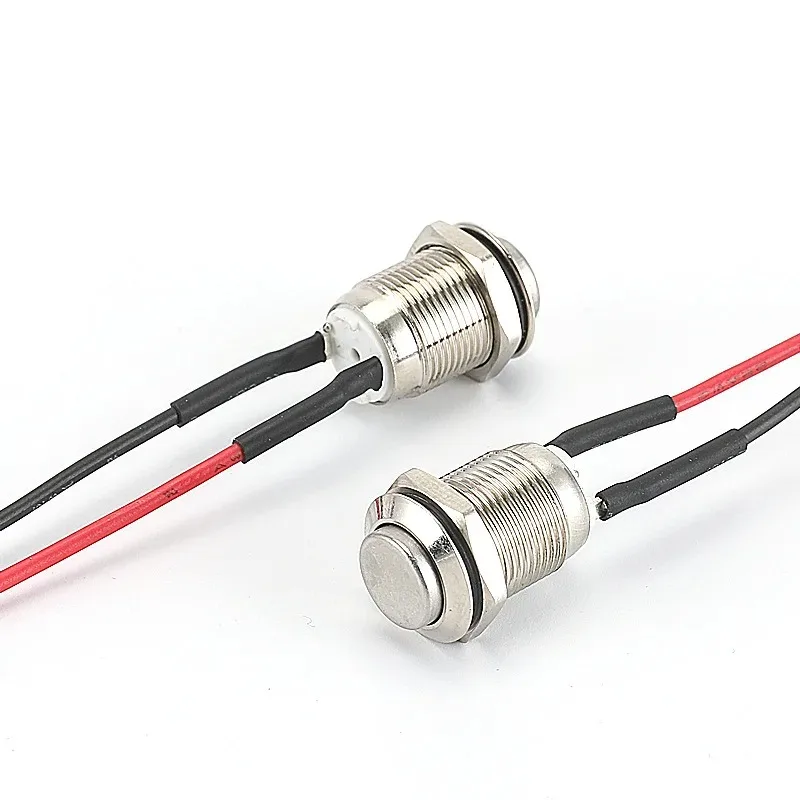 12MM Metal Button Switch, Self-locking and Self-resetting Circular Waterproof Switch with LED Light, Button Start Switch