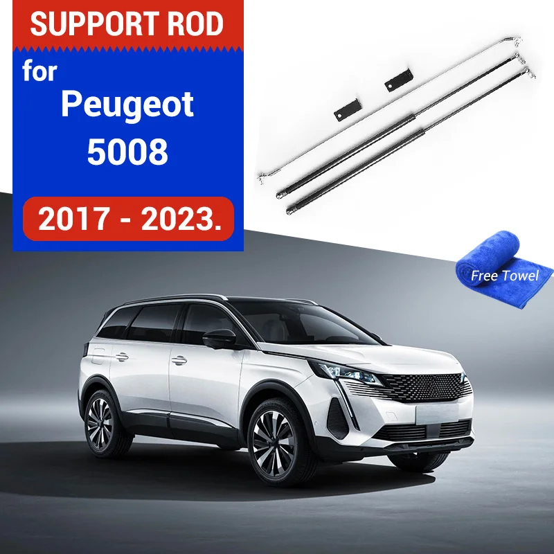 Car Front Hood Engine Cover Hydraulic Rod Strut Spring Shock Bars Bracket Styling For Peugeot 5008 2017-2023
