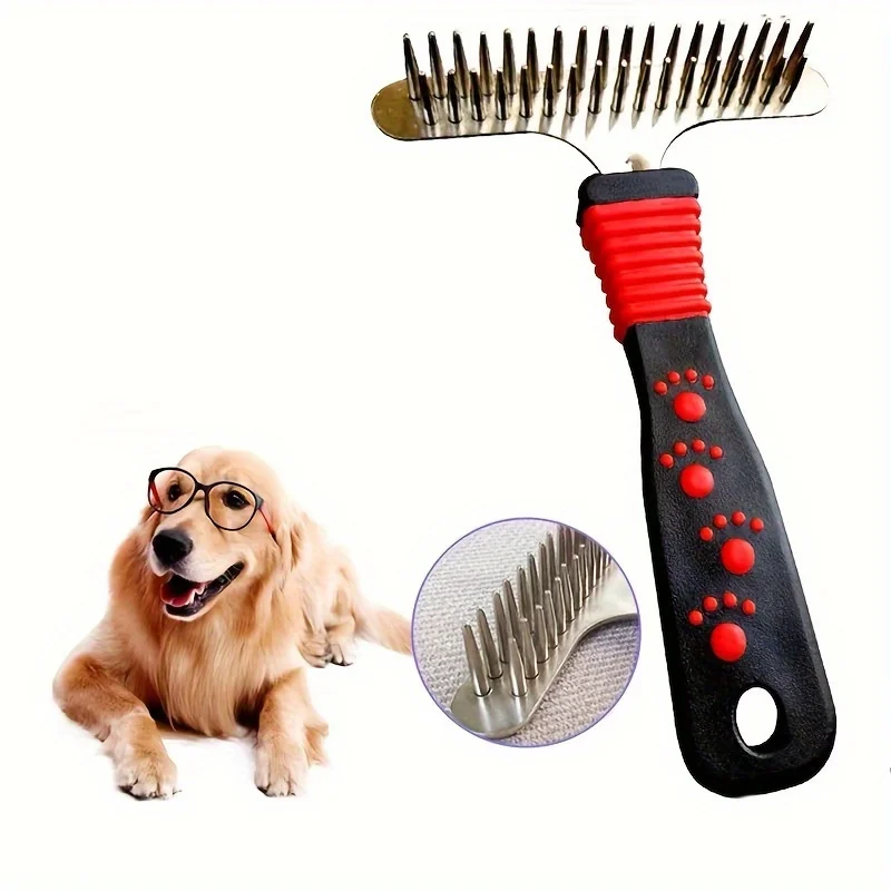Hundekamm, Dicker Haarkamm für Haustiere, Haarbürste, Doppelreihiger Kamm, Großer Hundehaarkamm, Haarentfernungs-Zubehör für Hunde
