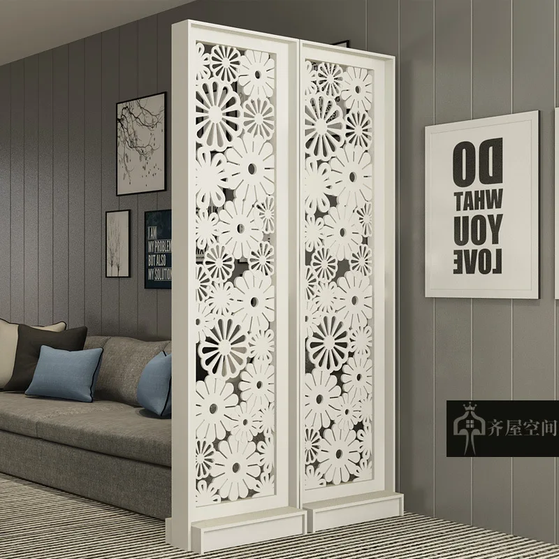 Simple modern screen partition living room entrance modern folding screen seat screen hollow engraved bedroom entrance