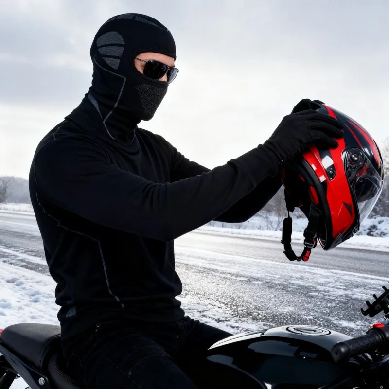 قناع الوجه بالاكلافا الحراري للطقس البارد، بطانة خوذة الدراجة النارية المقاومة للرياح من الصوف للرجال والنساء