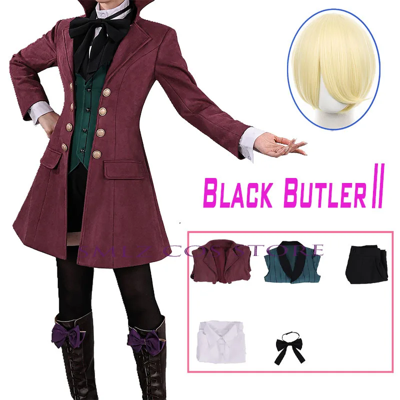 

Deluxe Edition Alois Trancy Cosplay Anime Black Ⅱ Costume Woman Man Coat Vest Shirt Uniform Wig Set Party Play Outfit for Men