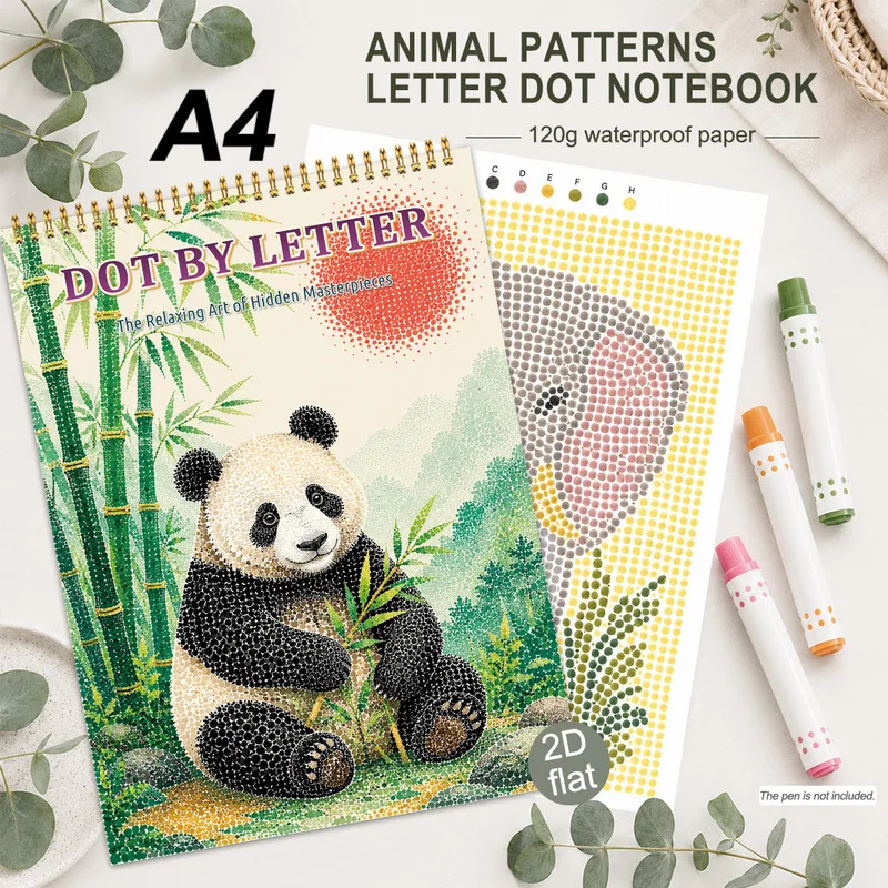 Animal Dot Painting Book, Creative Hand-drawn Dot Art Activity Book, Alphabet Art Drawing Album for Dot Painting Creation