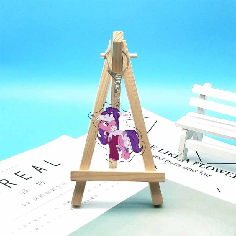 My Little Pony Anime Acrylic Cute Cartoon keychain Key Ring Friends Girl Figure Jewelry Pendant Bag Charms Creative Accessories