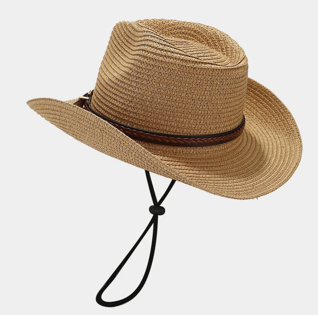 A Must-Have for Outdoor Parties! Western-Style Panama Cowboy Straw Hat, with a Large Brim That's Breathable and Won'T Make You Sweat, Perfect for Summer Vacations/Prairies/Beach Trips