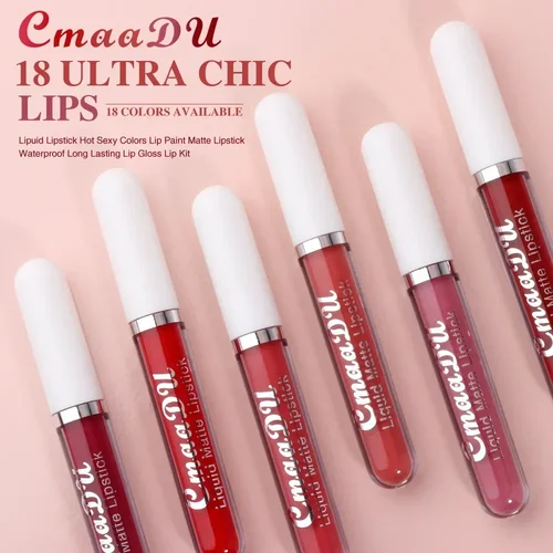 Imagen 1 del producto Brillo de labios de niebla mate de terciopelo individual, 18 colores, resistente al agua, taza antiadherente, esmalte de labios a prueba de manchas, no se decolora, lápiz labial líquido