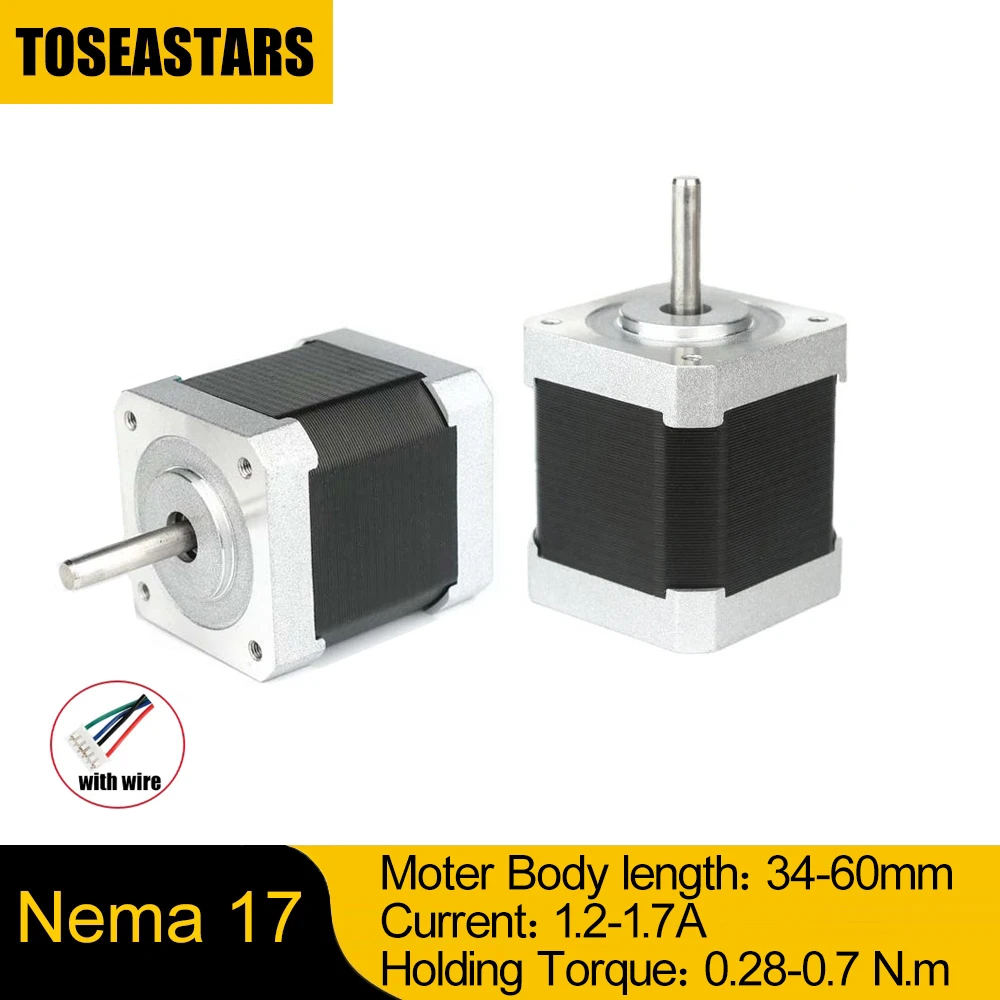 

Nema 17 Stepper Motor 4 lead 34-60mm 0.28-0.7Nm 2A 1m Cable Nema17 Step Motor for DIY 3D Printer CNC Robot XYZ Axis CNC Engraver