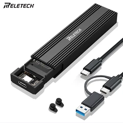 Reletech M2 NVMe SSD Enclosure 10Gbps PCIe SSD Case Portable Box USB C 3.2 Tool Free External Adapter z radiatorem dla M.2 SSD