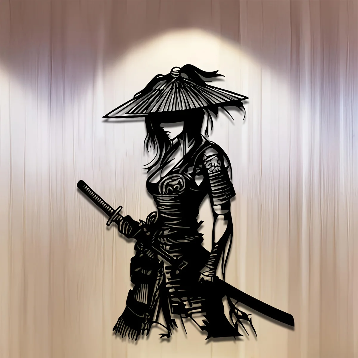 CIFBUY Samurai Katana Metal Wall Art Iron Sculpture Geometric Abstract Retro Craft For Home Bedroom Office Decor Plaque