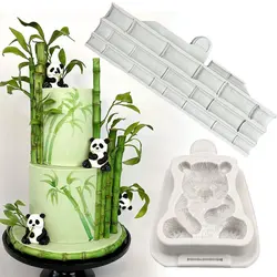 3D Bamboo Silicone Mold DIY Panda Birthday Party Baking Tools Fondant Chocolate Cake Decor  Candy Jelly Pastry Clay Resin Mould