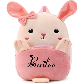 Mochila de pelúcia macia para criança, Desenhos animados animais bonitos, Mini saco pequeno para crianças, Saco personalizado para menino e menina, 1 a 6 anos