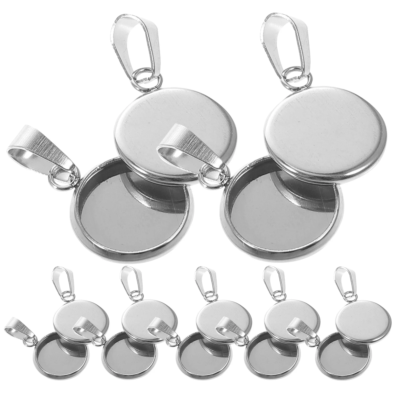 

20Pcs Stainless Steel Pendant Tray Set DIY Jewelry Bases for Necklaces Bracelets Earrings Silver 12Mm Round DIY Custom Gift