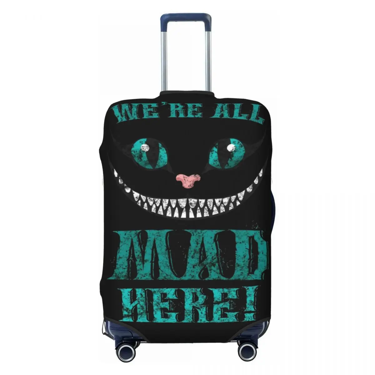 

Custom Cheshire Cat Suitcase Cover Washable We're All Mad Here Smile Travel Luggage Covers for 18-32 inch