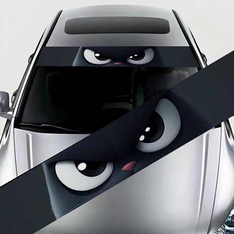 

A dark cute cat's eye decorative painting unique sticker for your car's front windshield, designed to attract attention