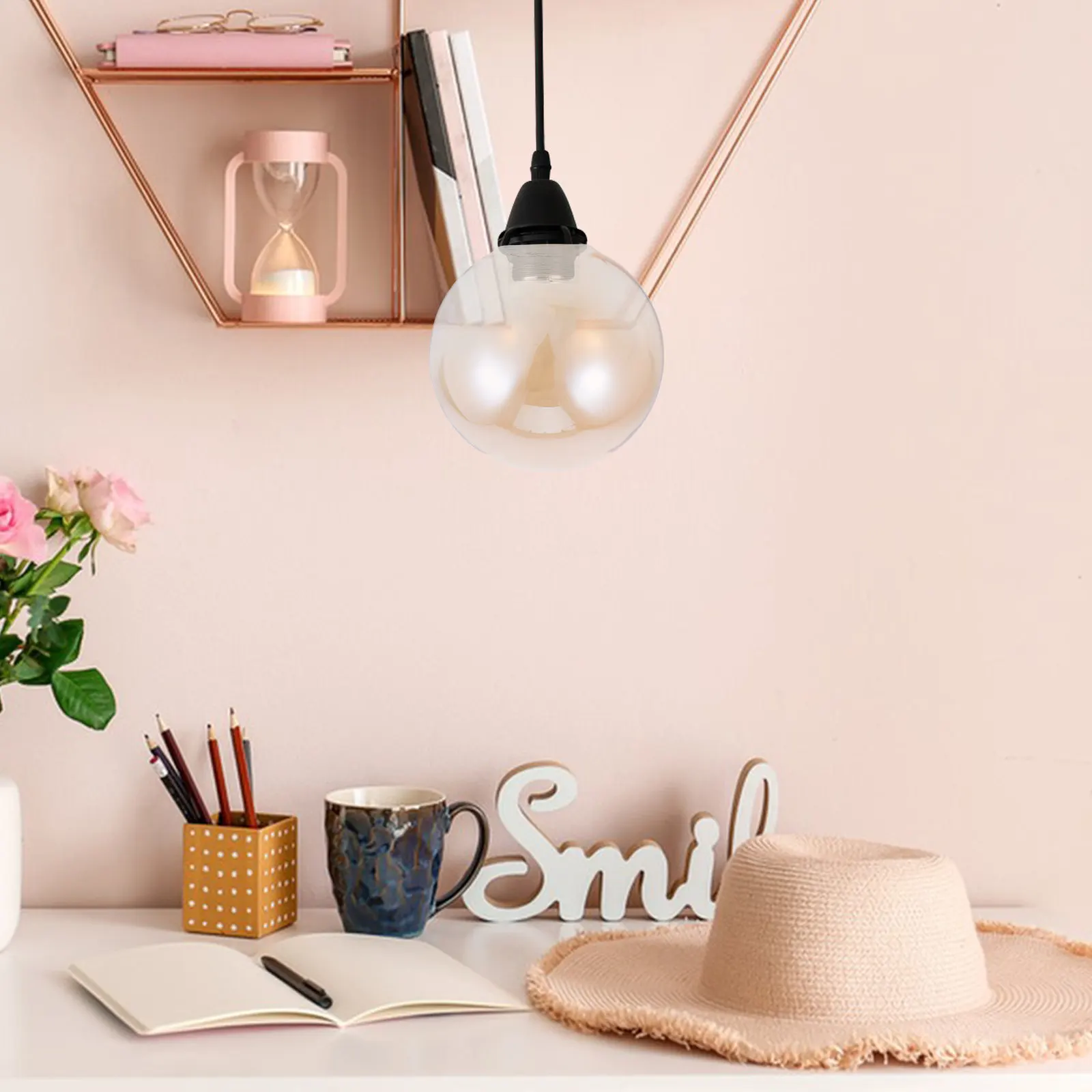 Borosilicate Glass Lamp Shade Globe for E27 Fixture, Heat-Resistant Clear Round Light Shade